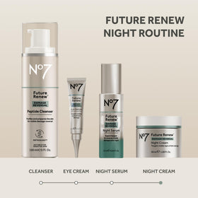No7 jar on bedside table in soft lighting suggesting restorative nighttime use