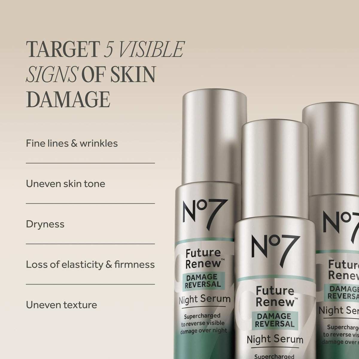 No7 dropper dispensing serum, showing concentrated formula for targeted results