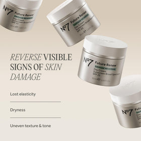 No7 Future Renew SPF 25 label close-up highlighting sun protection benefit