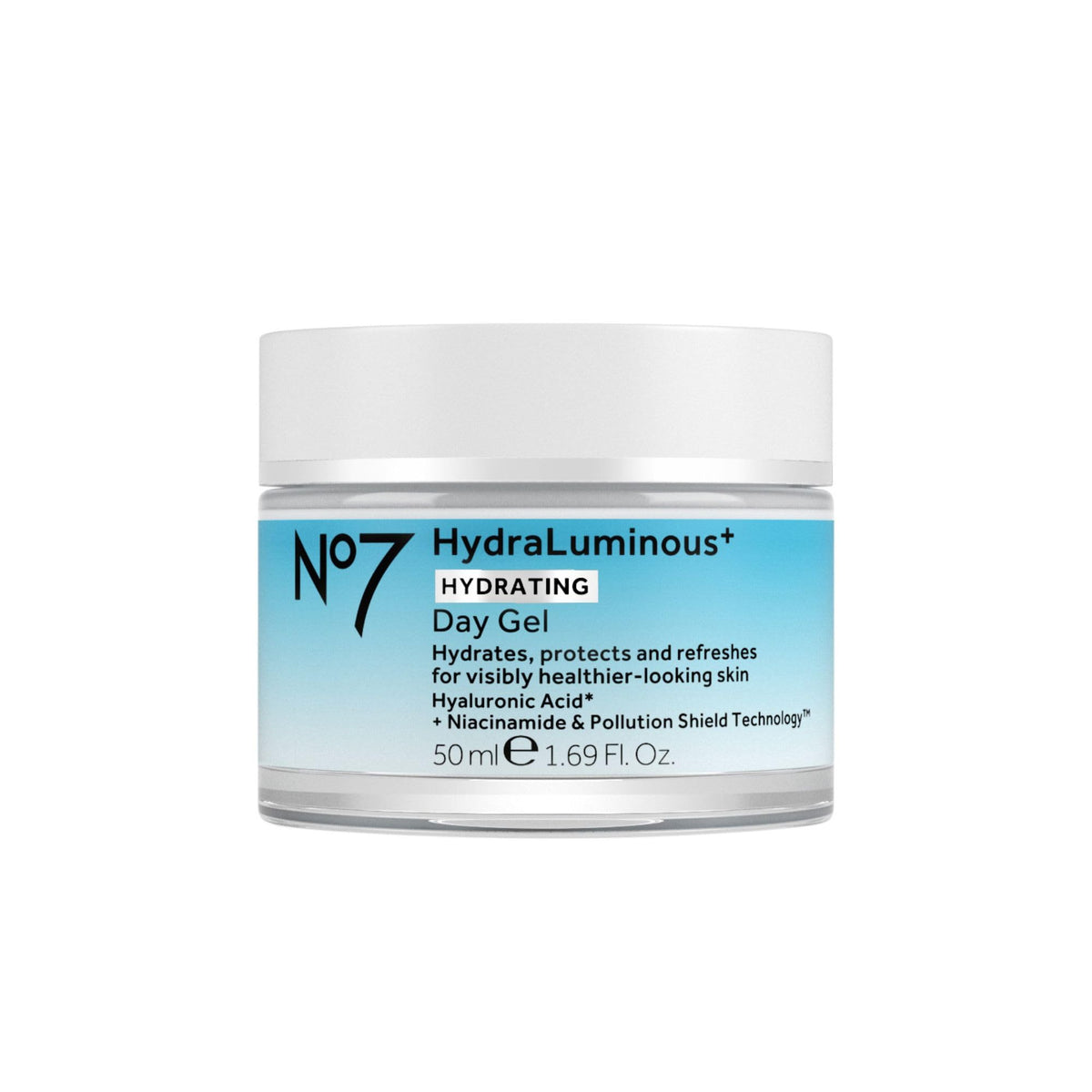 No7 front jar view showing clean packaging and hydrating benefit