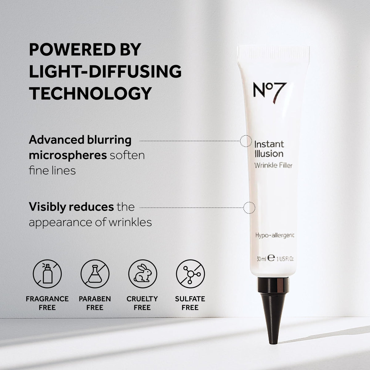 No7 serum texture on hand showing lightweight, velvety finish for easy blending