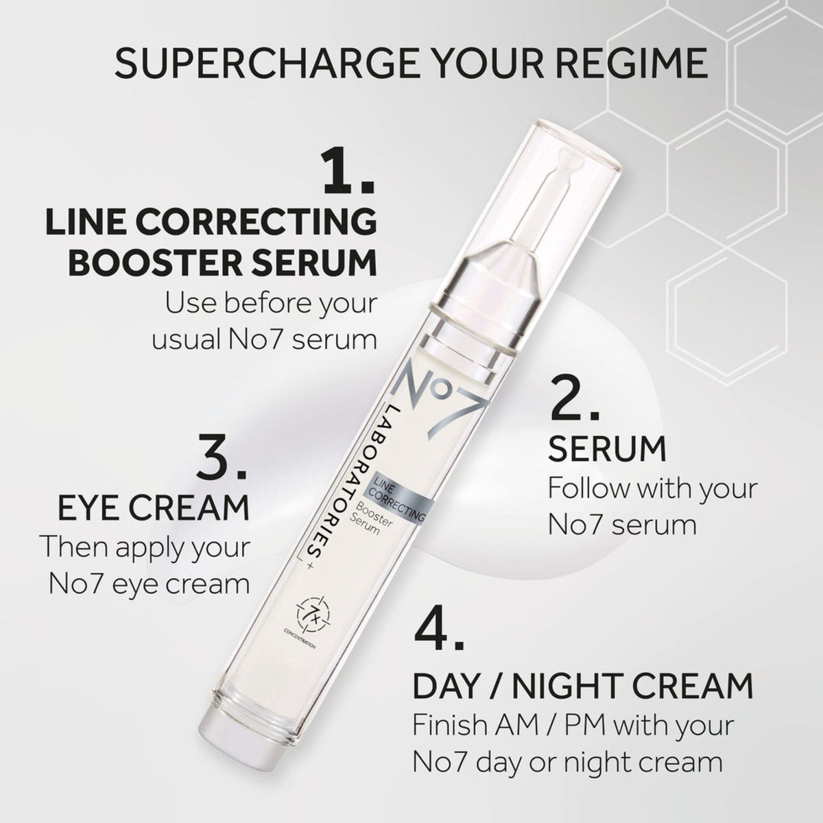 No7 label close-up featuring peptide ingredients, communicates targeted formulation