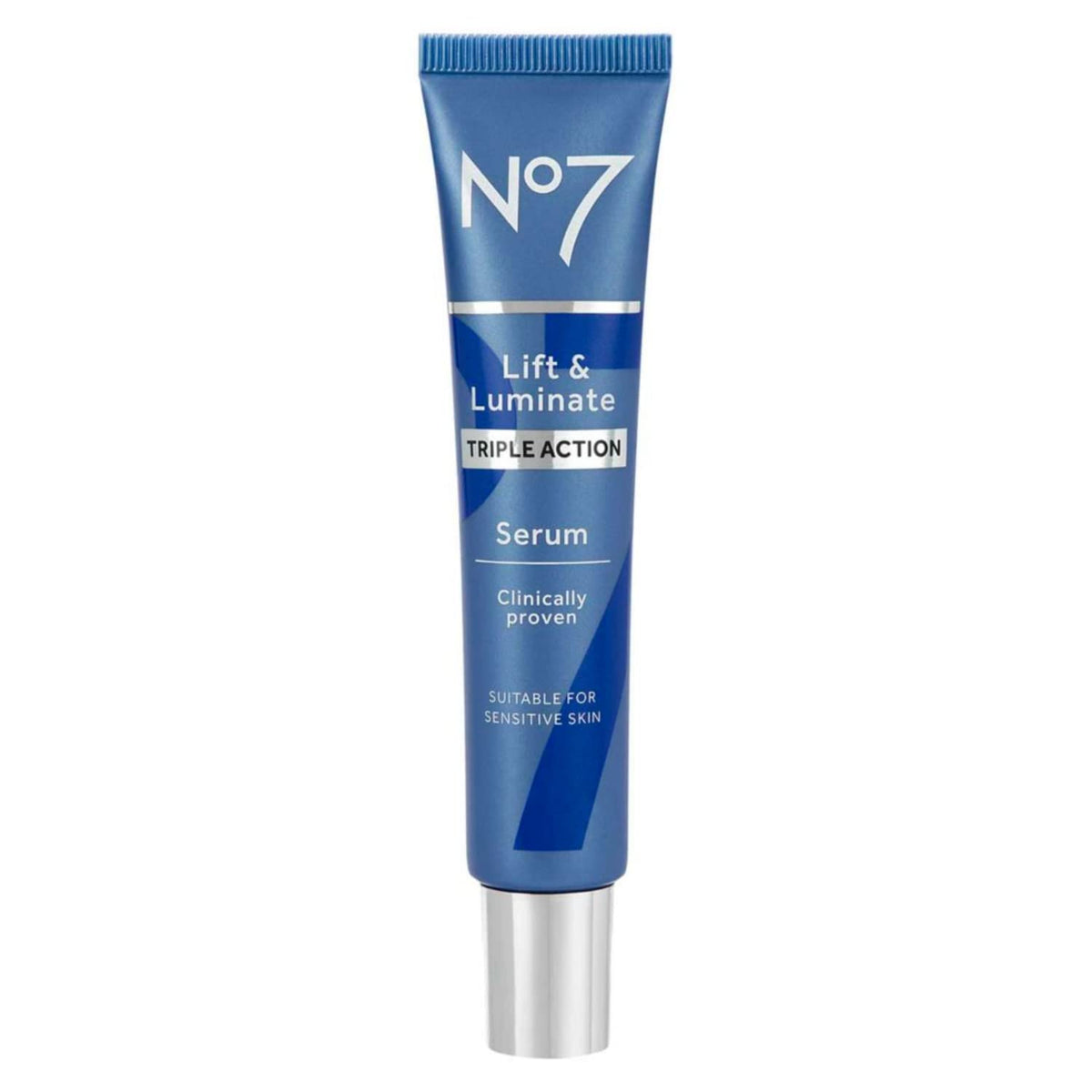 No7 front bottle showing product and 30ml size for visible firming benefits