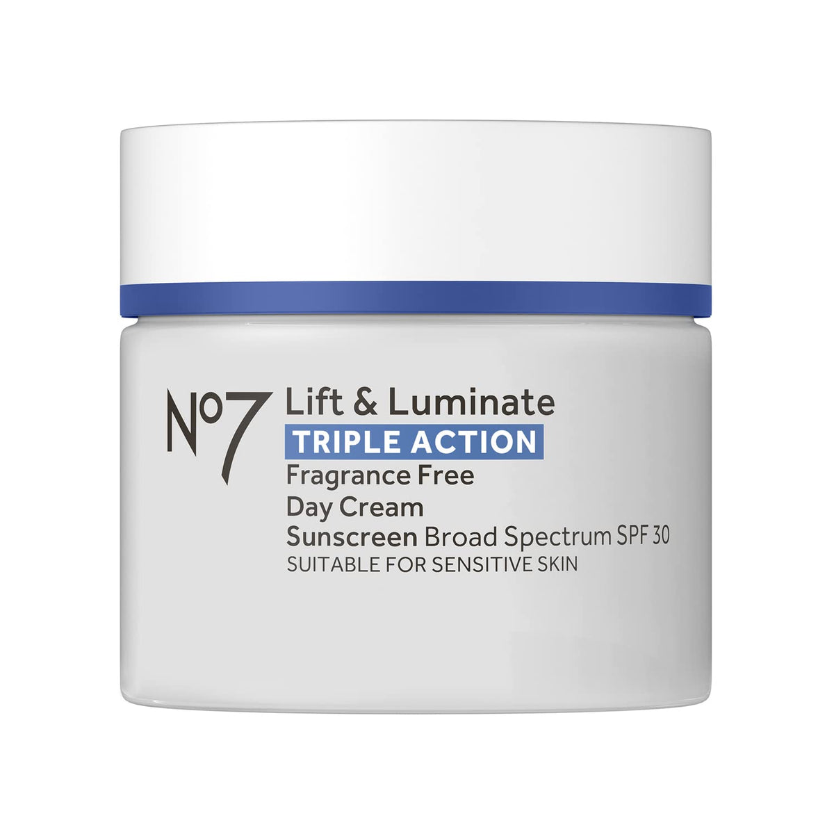 No7 front packaging showing product and SPF 30 benefit