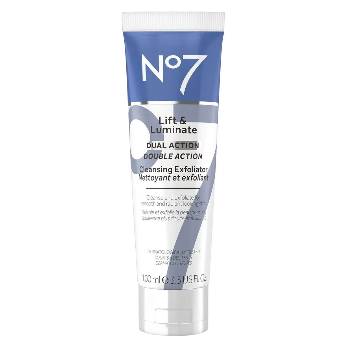 No7 front packaging showing bottle and label, promotes brightening