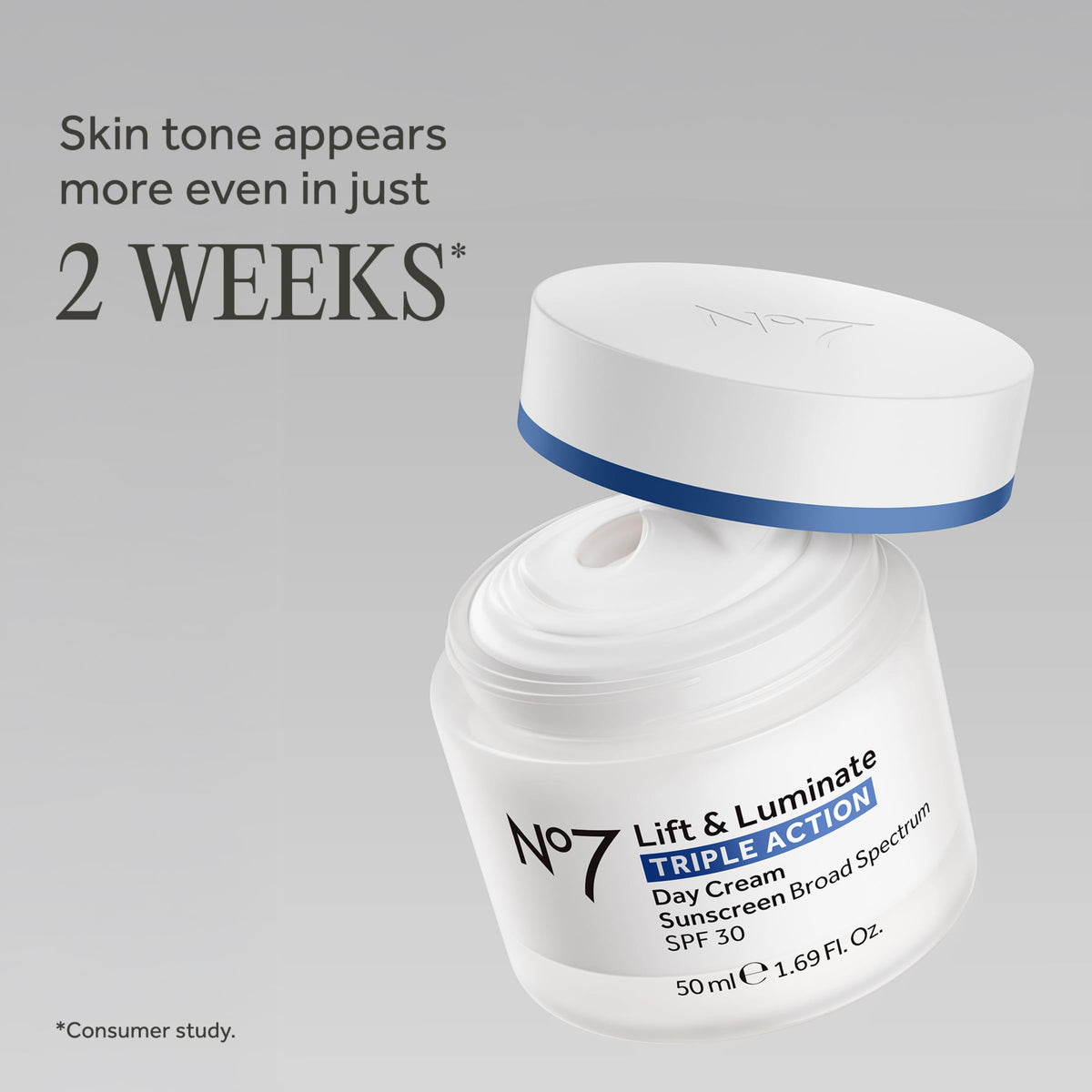 No7 cream texture close-up highlighting lightweight finish and quick absorption benefits