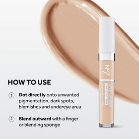 No7 under-eye application demonstrating instant brightening effect