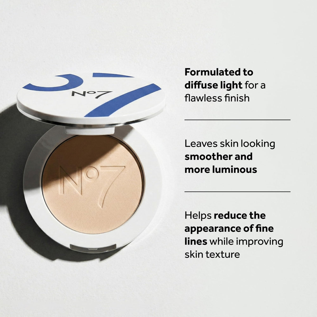 No7 pressed powder texture swirl highlighting light-diffusing particles