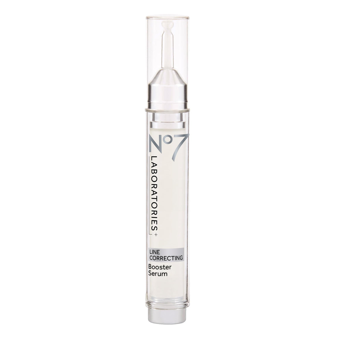 No7 front packaging showing vial and branding, indicates a travel-friendly peptide serum