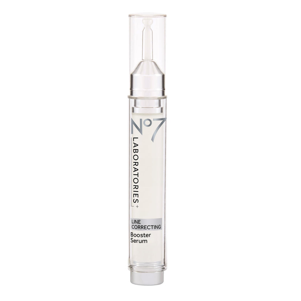 No7 front packaging showing vial and branding, indicates a travel-friendly peptide serum