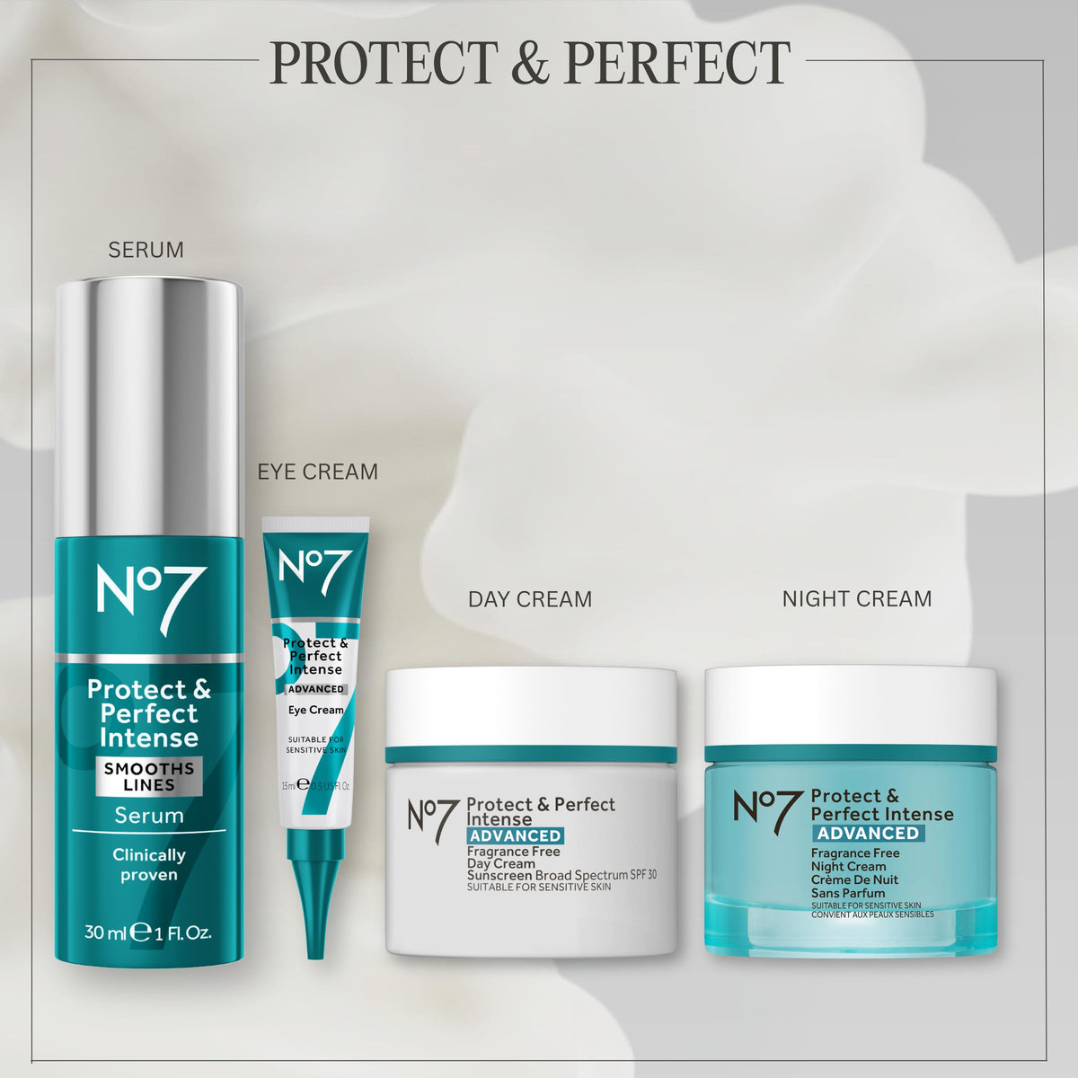 No7 jar on bathroom vanity lifestyle scene suggesting nightly restorative routine