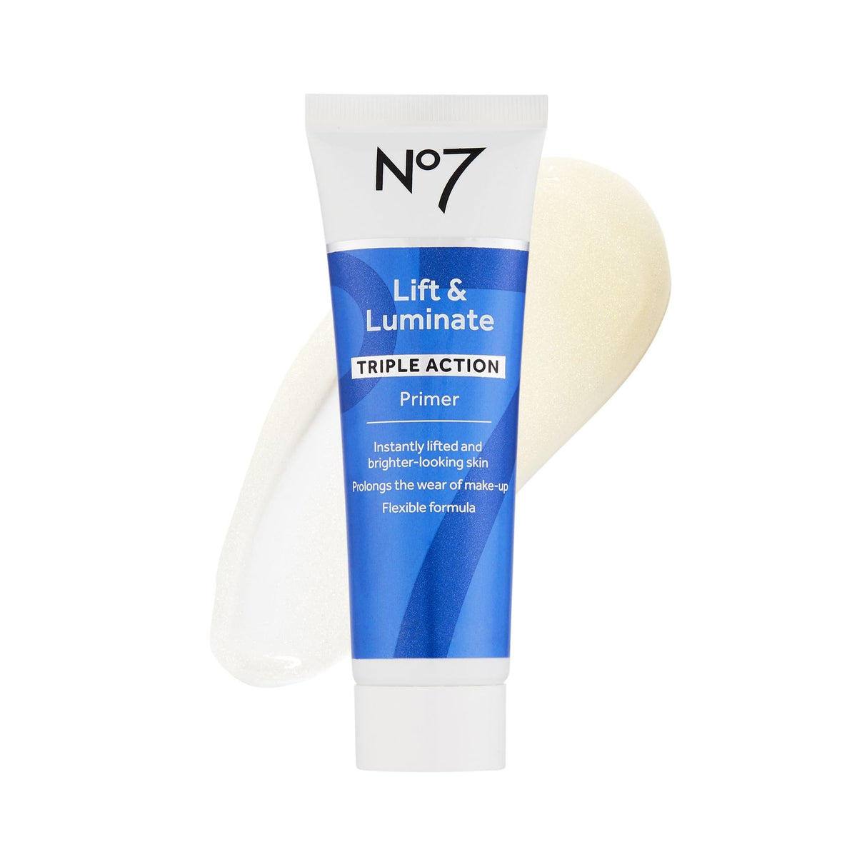 No7 primer front packaging showing label and 30ml size, offering smooth makeup base