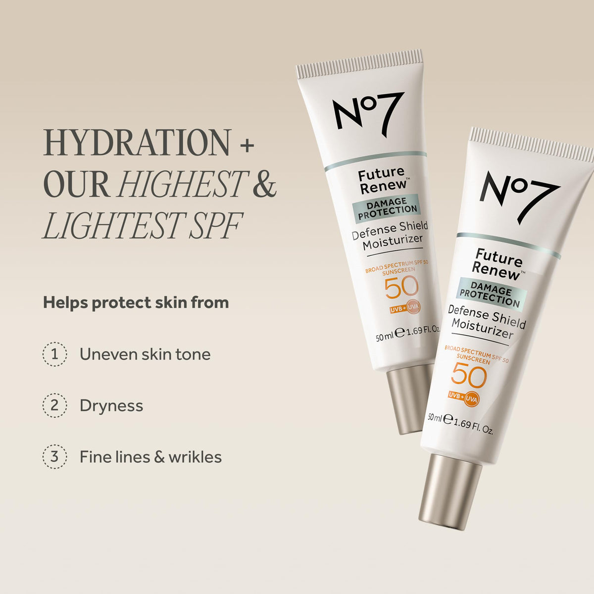 No7 dispense on hand demonstrating quick-absorbing, non-greasy benefit