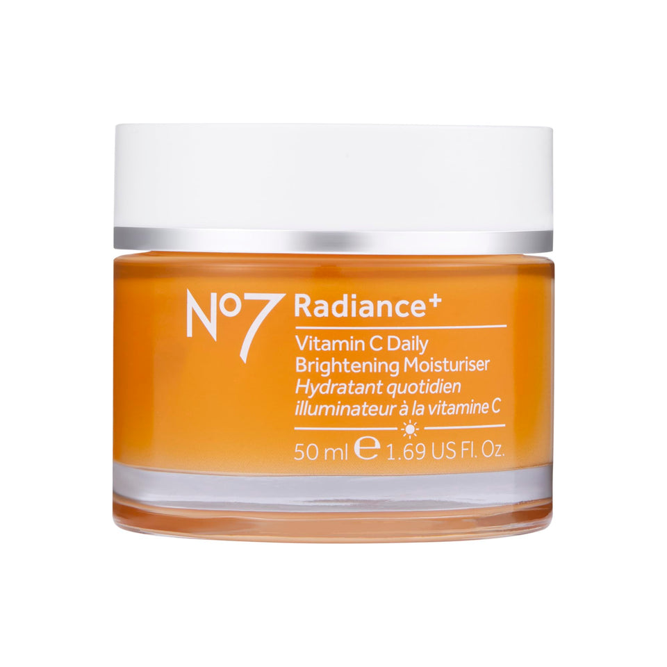 No7 front packaging showing bottle and brand, highlights radiance benefit