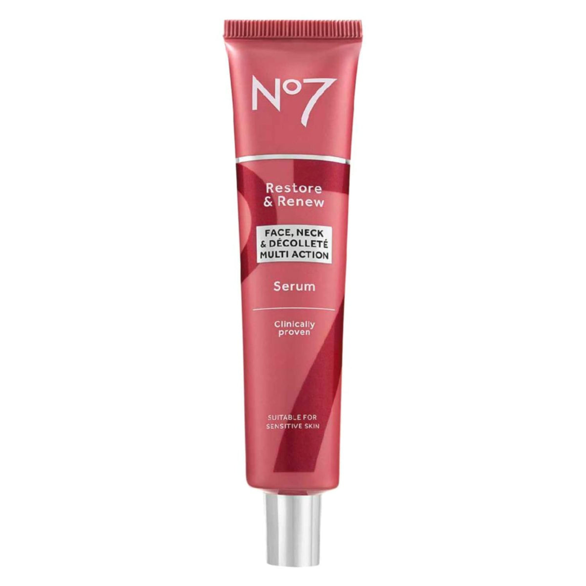 No7 front bottle view showing label and product benefit
