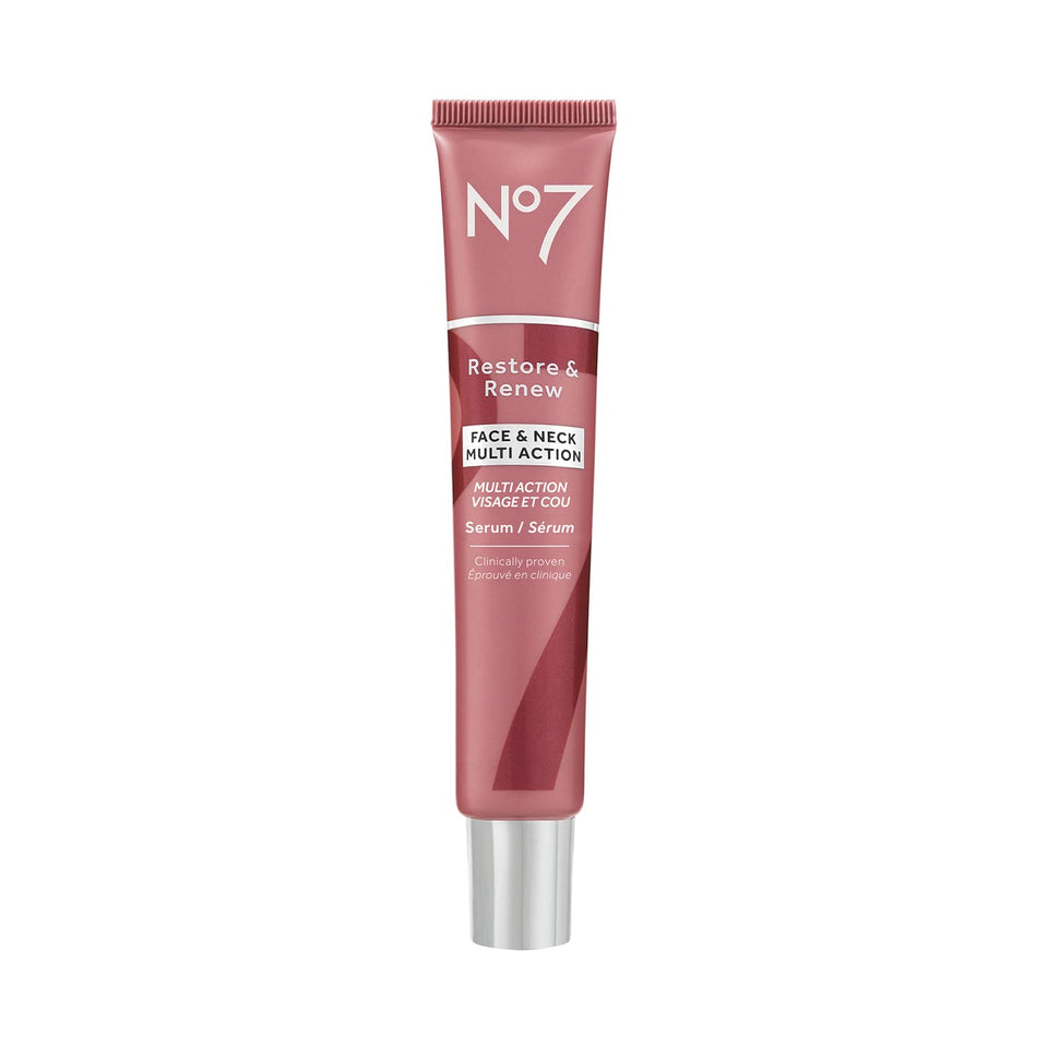 No7 front bottle view showing sleek packaging and brand reassurance