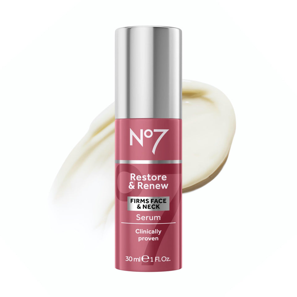 No7 front packaging showing bottle and label for visible firming benefits