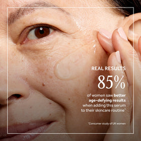No7 applying serum to neck and face demonstrating easy daily use