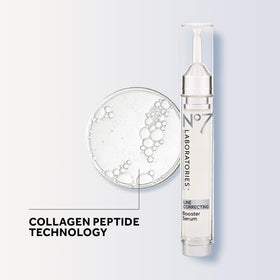 No7 vial next to a moisturizer for scale, illustrates compact 15 ml size