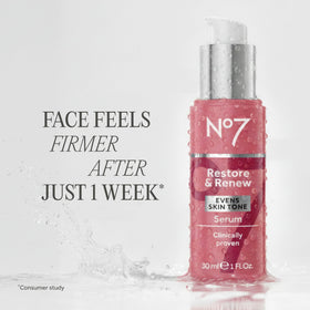 No7 serum texture droplet on skin highlighting hydration and smooth finish