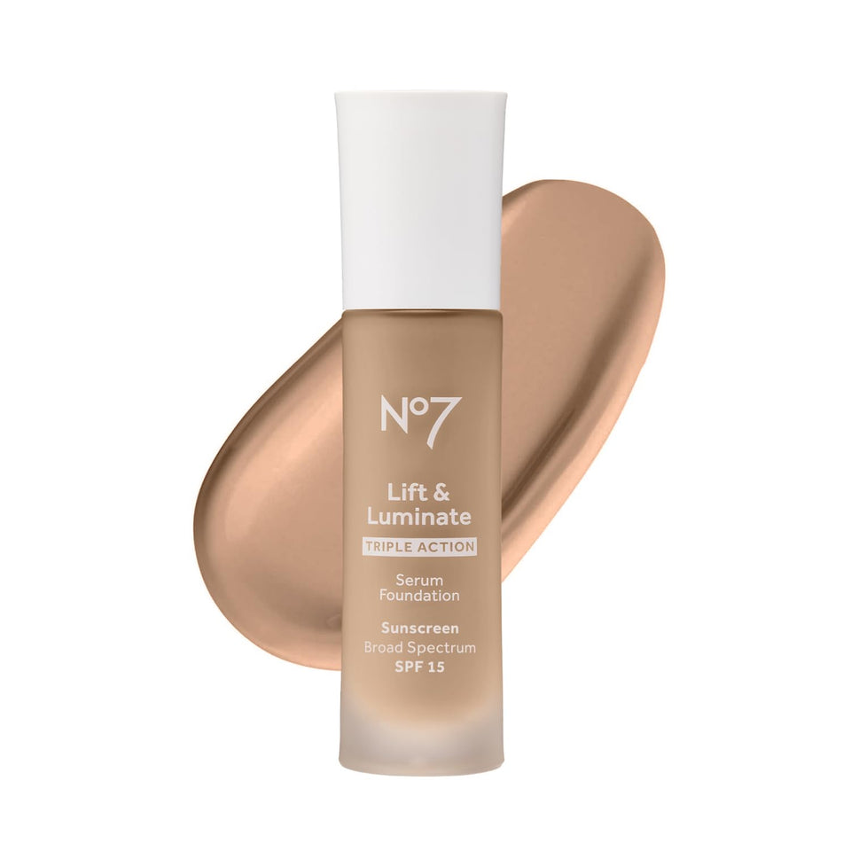 No7 front packaging showing Warm Beige and benefits