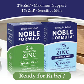 Noble Formula zinc bar staged with argan and olive oil bottles to show moisturizing ingredients
