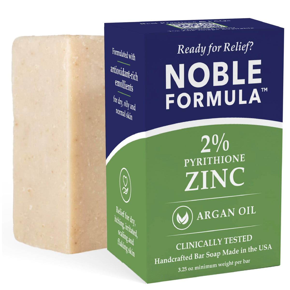 Noble Formula zinc bar front packaging showing label and 3.25 oz size for clear identification