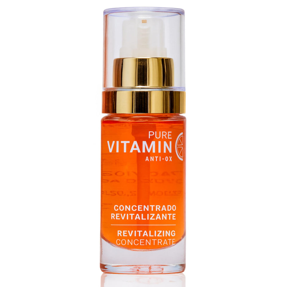 Noche Y Dia front packaging showing vitamin C serum and branding benefits