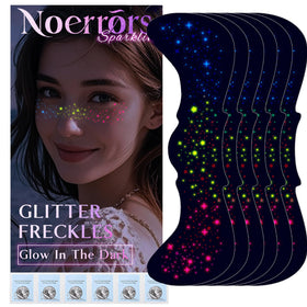 Noerrors front packaging showing rainbow freckle stickers and remover pads for easy party makeup