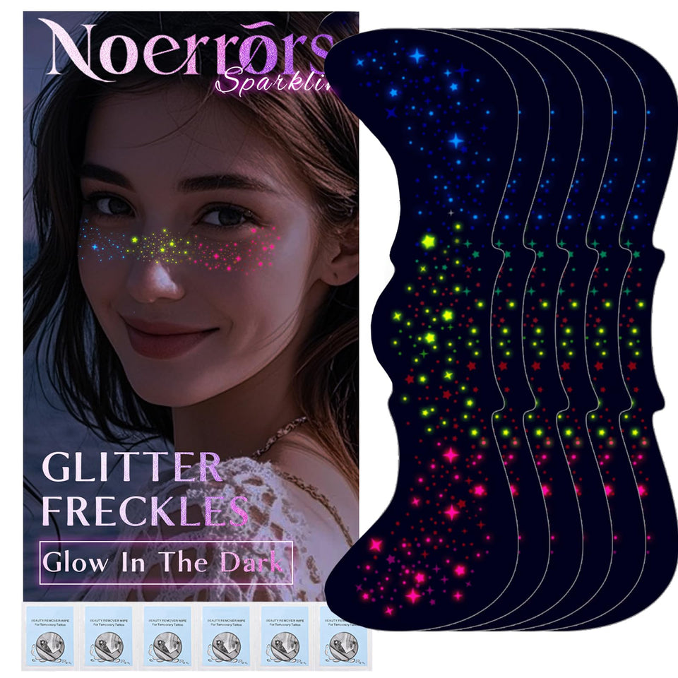 Noerrors front packaging showing rainbow freckle stickers and remover pads for easy party makeup