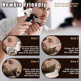 Noerrors pencil in use on client in barber chair for professional lineup guidance