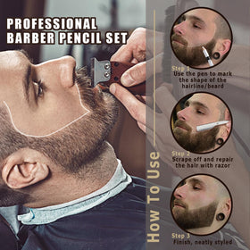 Noerrors lifestyle barber chair scene showing kit in use to speed professional styling