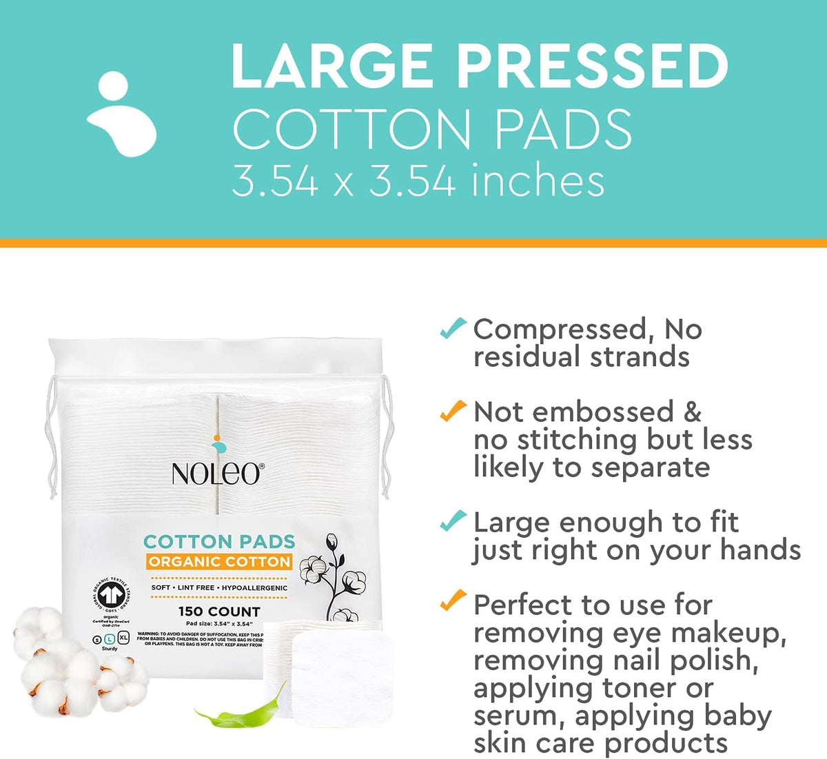 NOLEO pad used on baby’s skin for gentle nappy-area cleaning