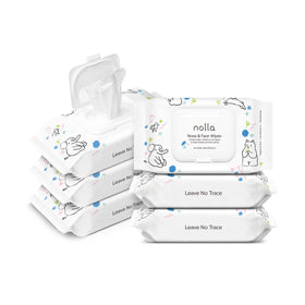 Nolla front packaging showing unscented compostable wipes and pack benefits