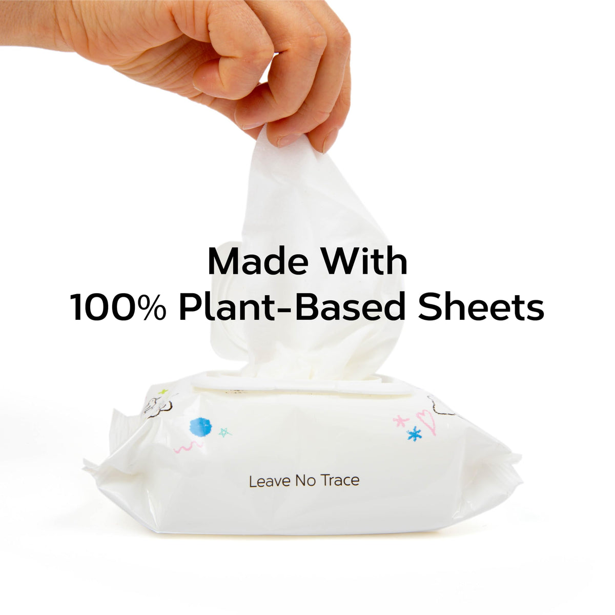 Nolla wipes next to a smartphone for scale showing convenient travel size