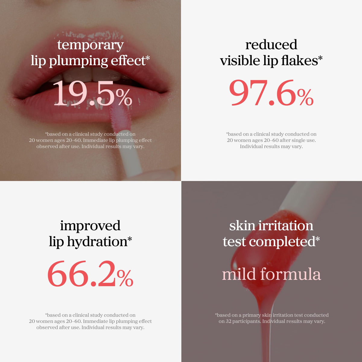 NOONI Appleberry lip swatch showing tint and natural plumping effect