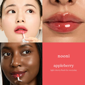 NOONI Appleberry oil texture close-up highlighting glossy, hydrating sheen