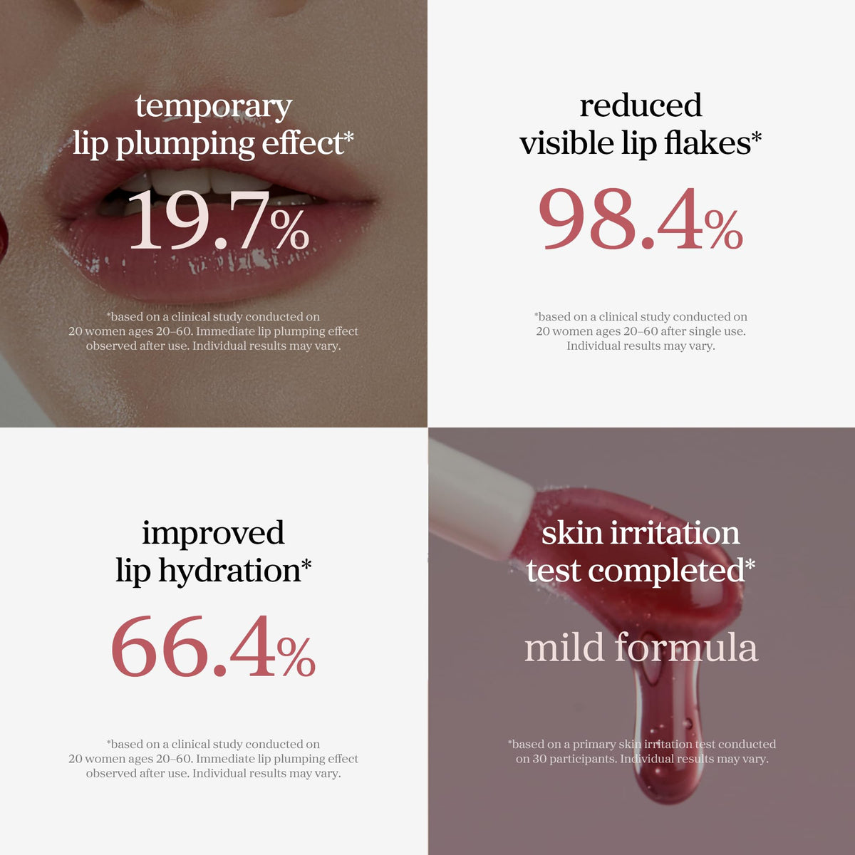 NOONI lip swatch on skin showing Applecranberry tint and natural-looking color boost