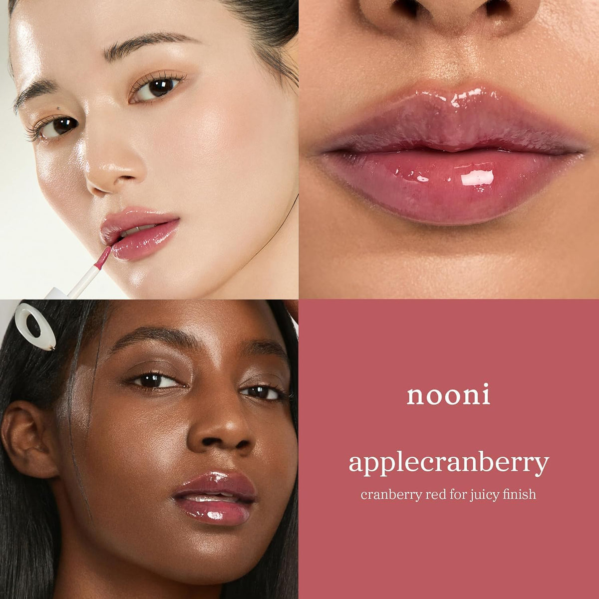 NOONI texture close-up displaying lightweight oil finish and moisturizing effect