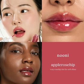 NOONI creamy lip oil texture close-up illustrating glossy hydration