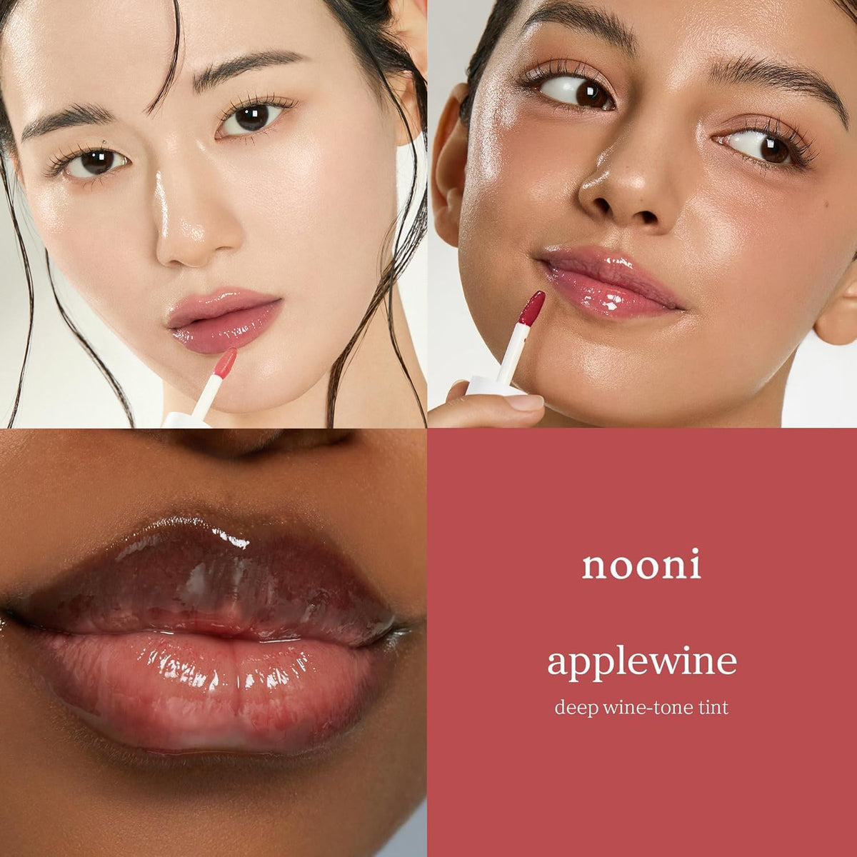 NOONI Applewine texture swirl highlighting glossy, hydrating oil finish