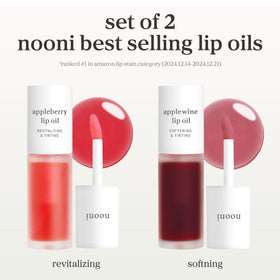 NOONI applicator on lips demonstrating one-swipe glossy finish and precise coverage