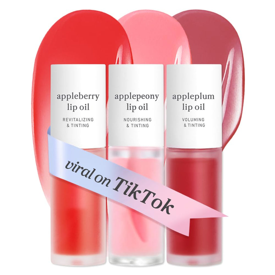 NOONI lip oil front packaging showing trio set and glossy tubes, ideal for gifting