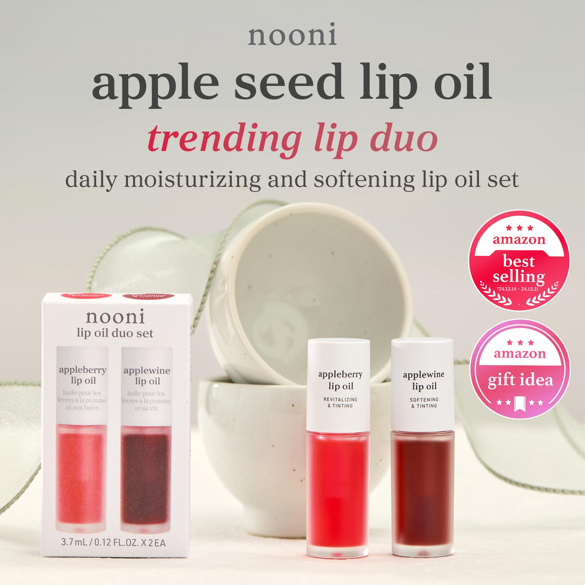 NOONI gloss texture closeup highlighting smooth, non-sticky shine and hydration
