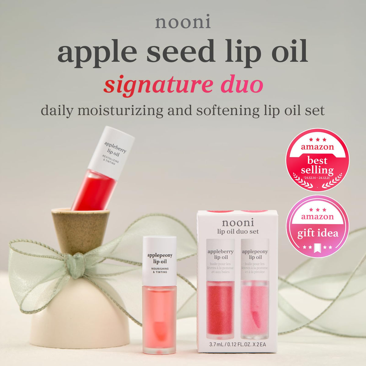NOONI texture close-up highlighting smooth glossy finish and hydrating fruit oils