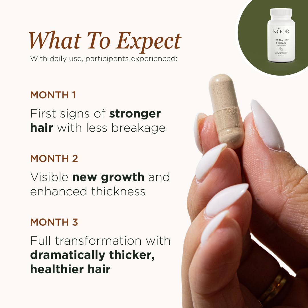 NOOR HAIR capsule closeup highlighting smooth coating for easy swallowing