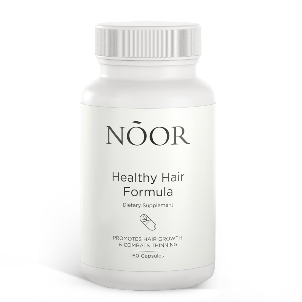 NOOR HAIR front packaging showing bottle and label for visible growth support