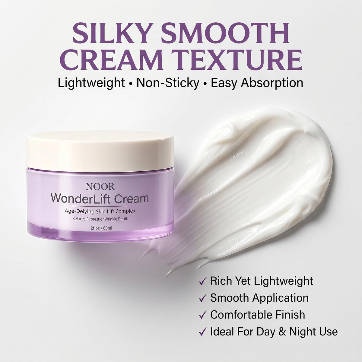Noor Wonderlift illustrative before and after comparison showing firmer skin