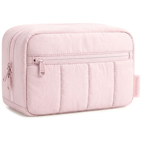 Noozion front view showing compact padded cosmetic bag and durable construction