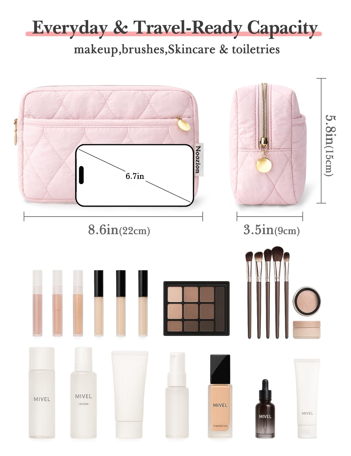 Noozion wide-open main compartment revealing easy access and visible contents